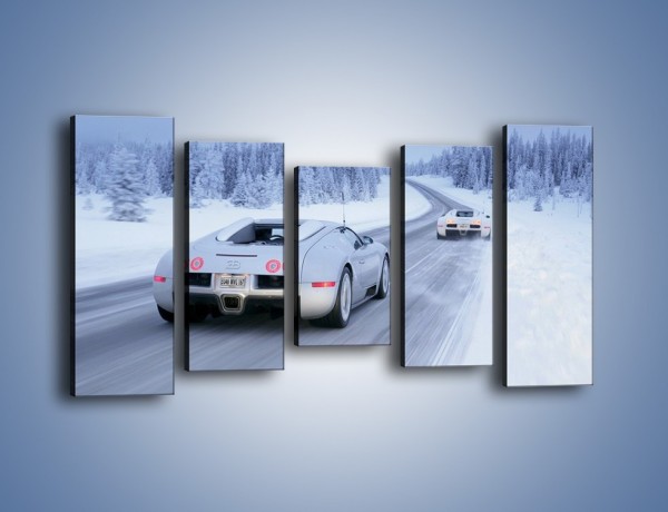 Obraz na płótnie – Bugatti Veyron w śniegu – pięcioczęściowy TM134W2