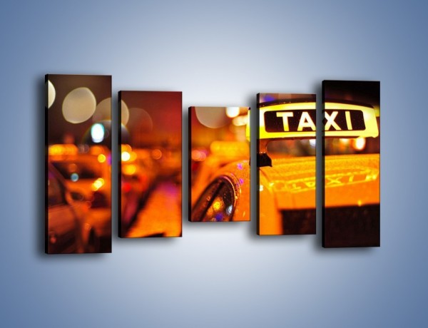 Obraz na płótnie – Taksówka w deszczu – pięcioczęściowy TM218W2