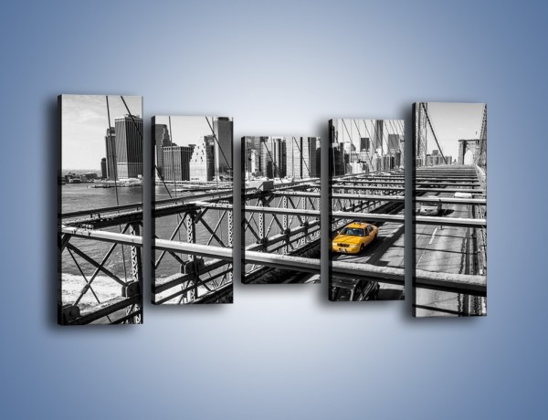 Obraz na płótnie – Taksówka na nowojorskim moście – pięcioczęściowy TM224W2
