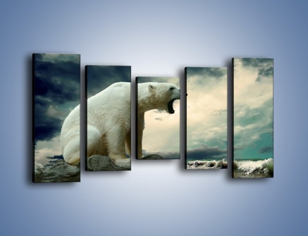 Obraz na płótnie – Donośny krzyk polarnego niedźwiedzia – pięcioczęściowy Z114W2