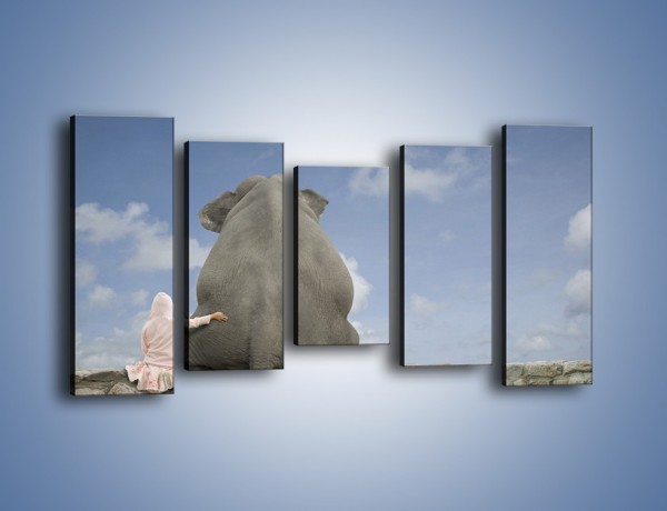Obraz na płótnie – Przyjaźń ze słoniem na zawsze – pięcioczęściowy Z121W2