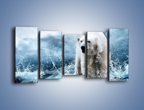 Obraz na płótnie – Polarny niedźwiedź na lodzie – pięcioczęściowy Z264W2