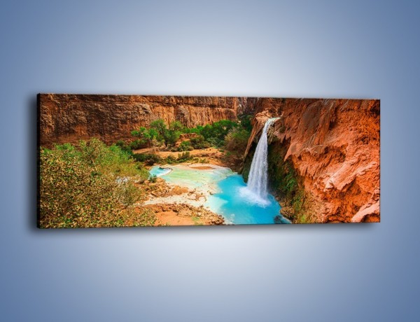 Obraz na płótnie – Kanion z błękitną wodą – jednoczęściowy panoramiczny KN1076