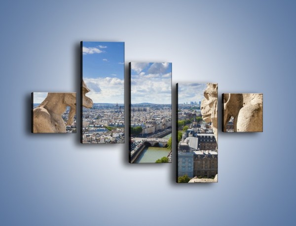Obraz na płótnie – Kamienne gargulce nad Paryżem – pięcioczęściowy AM037W3