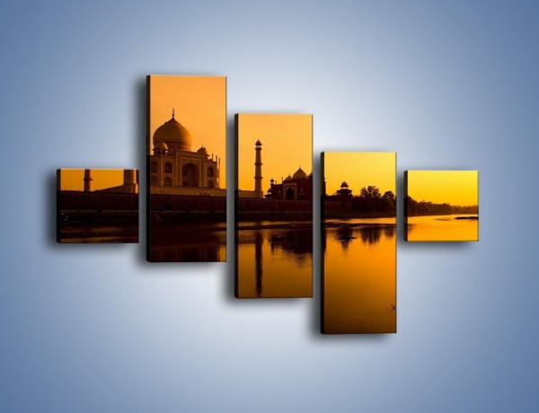 Obraz na płótnie – Taj Mahal o zachodzie słońca – pięcioczęściowy AM075W3