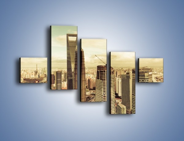 Obraz na płótnie – Panorama miasta w ciągu dnia – pięcioczęściowy AM128W3