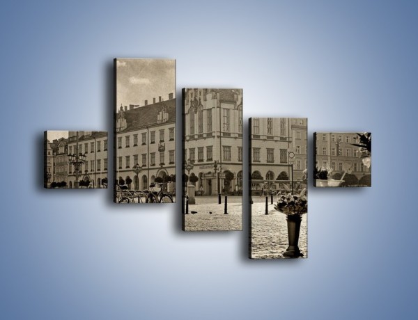 Obraz na płótnie – Rynek Starego Miasta w stylu vintage – pięcioczęściowy AM138W3