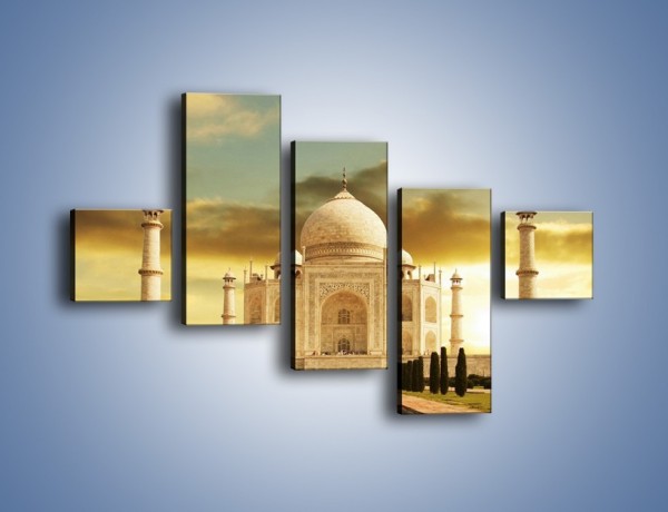 Obraz na płótnie – Tadź Mahal o zachodzie słońca – pięcioczęściowy AM285W3