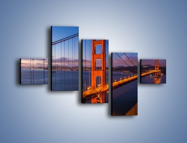 Obraz na płótnie – Rozświetlony most Golden Gate – pięcioczęściowy AM360W3