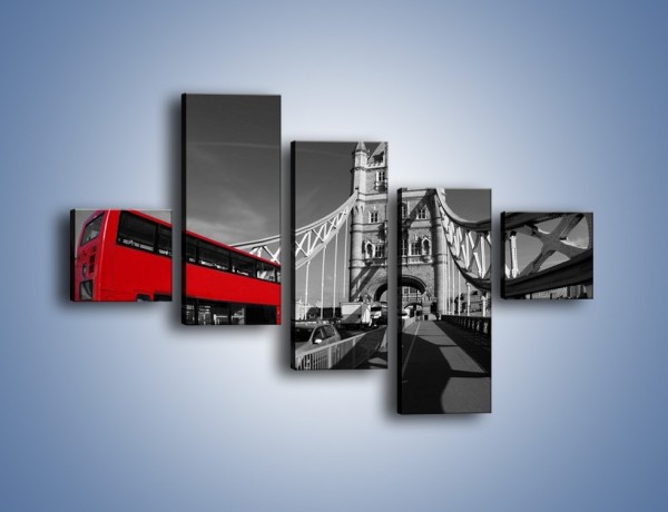 Obraz na płótnie – Tower Bridge i czerwony autobus – pięcioczęściowy AM394W3