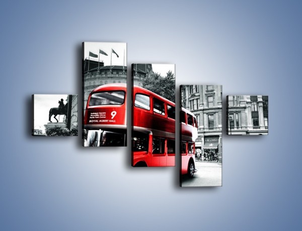 Obraz na płótnie – Czerwony bus w Londynie – pięcioczęściowy AM540W3