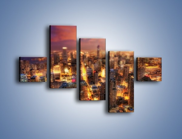 Obraz na płótnie – Rozmyta panorama Chicago – pięcioczęściowy AM562W3