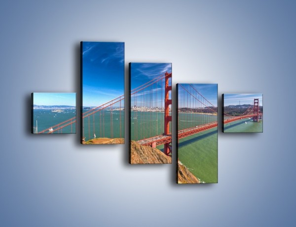 Obraz na płótnie – Most Golden Gate o poranku – pięcioczęściowy AM600W3