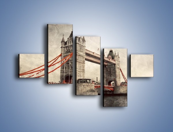 Obraz na płótnie – Tower Bridge w stylu vintage – pięcioczęściowy AM668W3