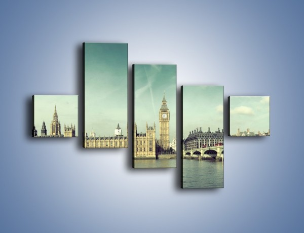 Obraz na płótnie – Panorama Pałacu Westminsterskiego – pięcioczęściowy AM758W3