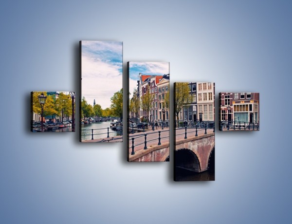 Obraz na płótnie – Kanał i most amsterdamski – pięcioczęściowy AM759W3