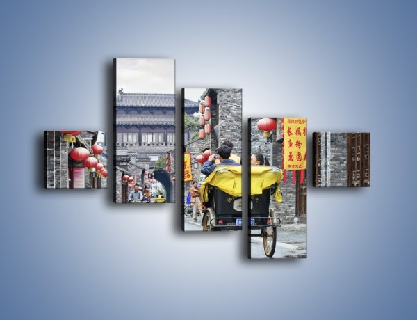 Obraz na płótnie – Podróż rikszą w mieście Zhangjiakou – pięcioczęściowy AM762W3