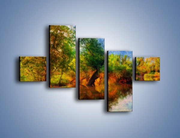 Obraz na płótnie – Drzewa w wodnym lustrze – pięcioczęściowy GR010W3
