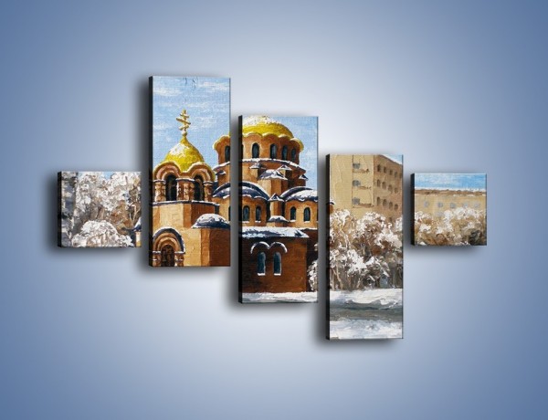 Obraz na płótnie – Cerkiew w trakcie zimy – pięcioczęściowy GR024W3