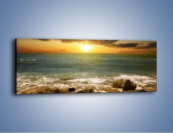 Obraz na płótnie – Brzegiem w stronę morza – jednoczęściowy panoramiczny KN1092A