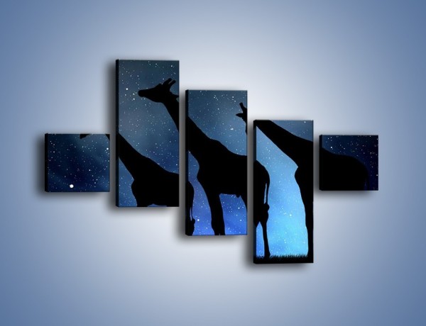 Obraz na płótnie – Żyrafie trio nocą – pięcioczęściowy GR316W3