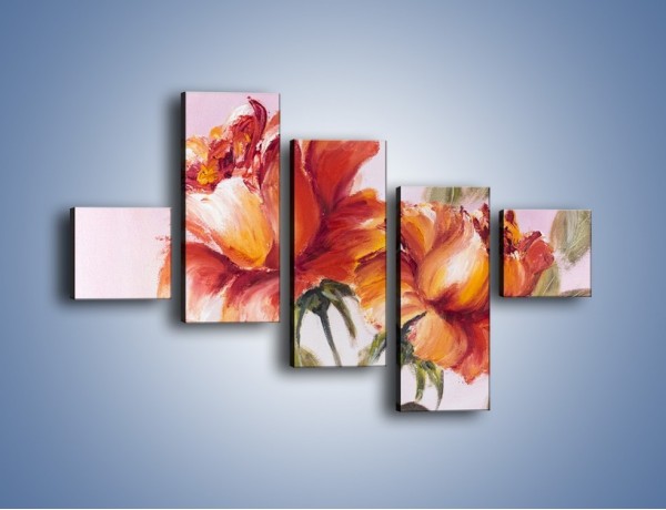 Obraz na płótnie – Kwiaty na płótnie malowane – pięcioczęściowy GR322W3