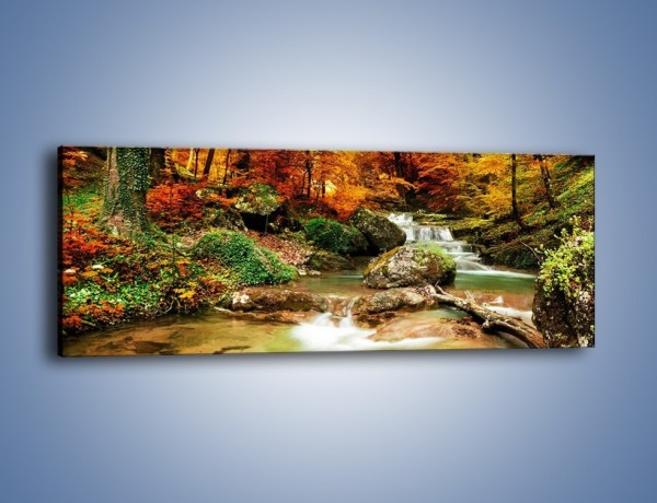 Obraz na płótnie – Jesienne kolory w lesie – jednoczęściowy panoramiczny KN1094A