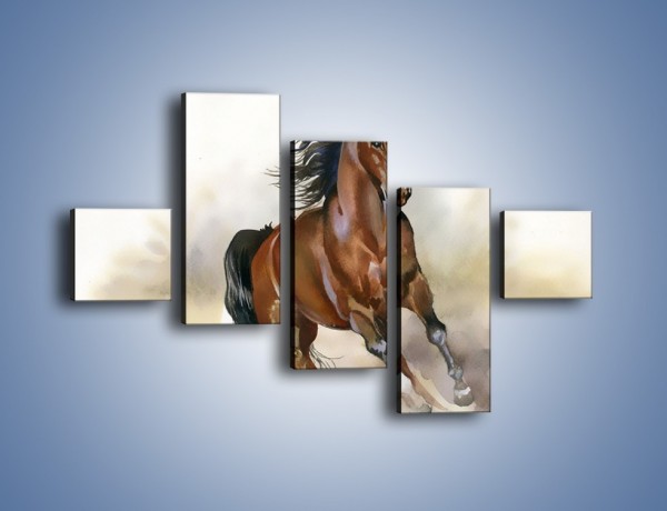 Obraz na płótnie – Piękny koń w galopie – pięcioczęściowy GR338W3
