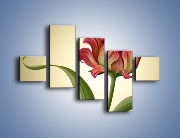 Obraz na płótnie – Malutka biedroneczka i kwiat – pięcioczęściowy GR345W3
