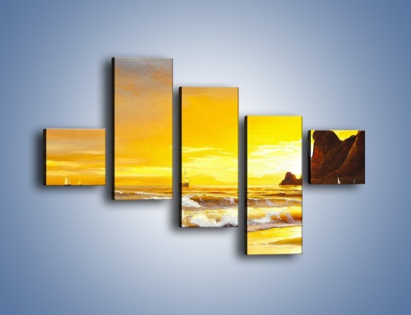 Obraz na płótnie – Morski krajobraz w zachodzącym słońcu – pięcioczęściowy GR476W3