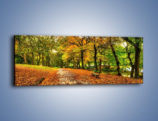 Obraz na płótnie – Piękna jesień w parku – jednoczęściowy panoramiczny KN1098A