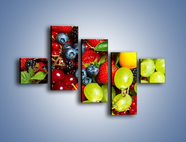 Obraz na płótnie – Wymieszane kolorowe owoce – pięcioczęściowy JN037W3