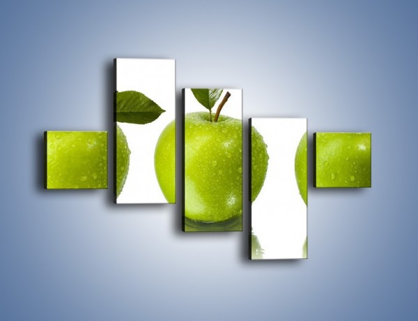 Obraz na płótnie – Świeżo umyte zielone jabłka – pięcioczęściowy JN047W3