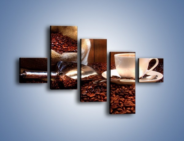 Obraz na płótnie – Poranna energia z kawą – pięcioczęściowy JN098W3