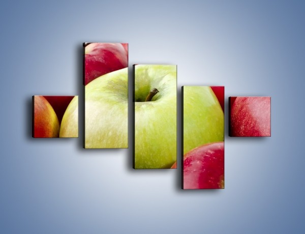 Obraz na płótnie – Zielone wśród czerwonych jabłek – pięcioczęściowy JN155W3