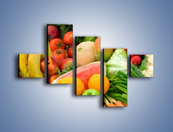 Obraz na płótnie – Mieszanka owocowo-warzywna – pięcioczęściowy JN245W3