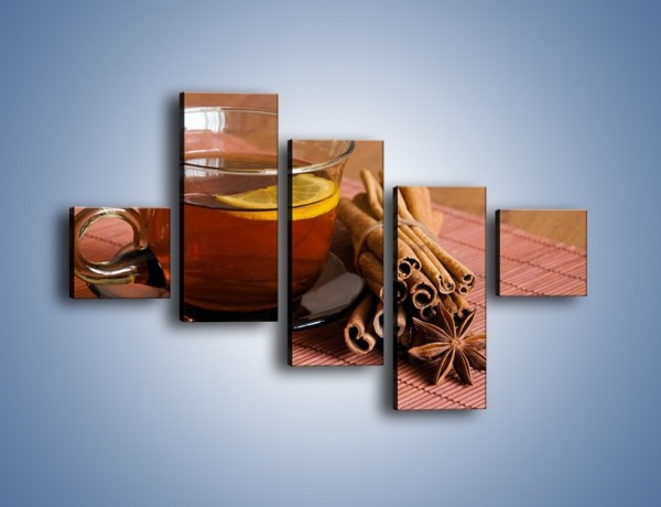 Obraz na płótnie – Rozgrzewająca filiżanka herbaty – pięcioczęściowy JN266W3