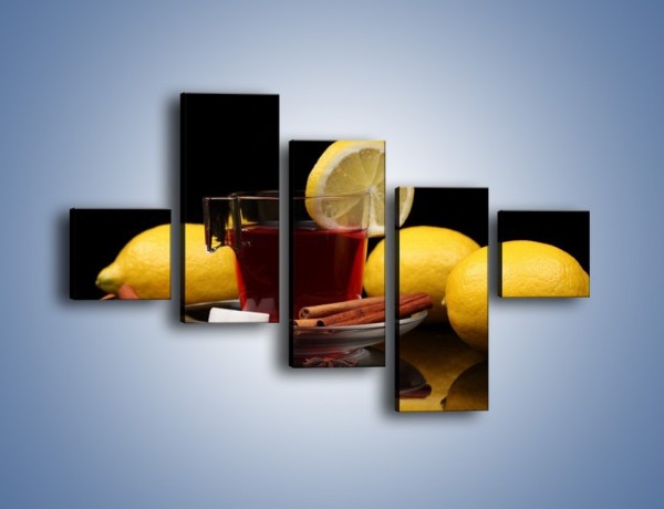 Obraz na płótnie – Mocna herbatka z cytryną – pięcioczęściowy JN284W3