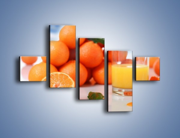 Obraz na płótnie – Szklanka soku pomarańczowego – pięcioczęściowy JN301W3