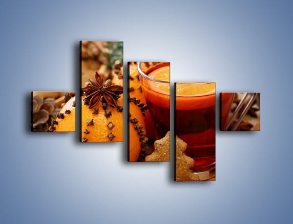 Obraz na płótnie – Jesienny wieczór z herbatą – pięcioczęściowy JN329W3