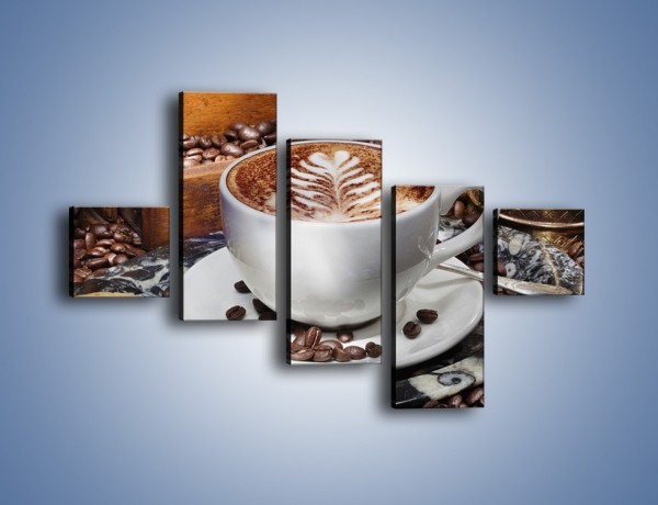 Obraz na płótnie – Taca z kawą – pięcioczęściowy JN338W3