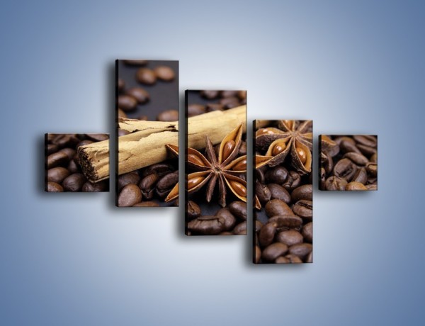 Obraz na płótnie – Ziarna kawy z goździkami – pięcioczęściowy JN351W3