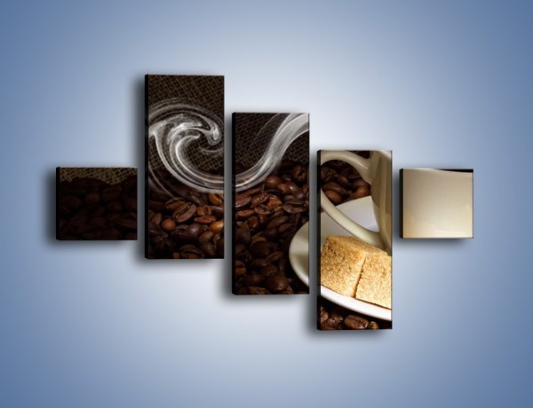 Obraz na płótnie – Kawa z kostkami cukru – pięcioczęściowy JN364W3