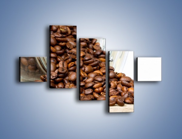 Obraz na płótnie – Ziarna kawy w słoiku – pięcioczęściowy JN368W3
