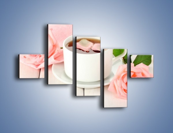 Obraz na płótnie – Herbata wśród róż – pięcioczęściowy JN369W3