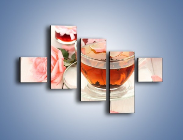 Obraz na płótnie – Herbata z płatkami róż – pięcioczęściowy JN370W3