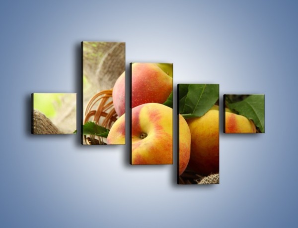 Obraz na płótnie – Dojrzałe jabłka w koszu – pięcioczęściowy JN390W3