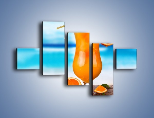 Obraz na płótnie – Pomarańczowy drink z miętą – pięcioczęściowy JN395W3