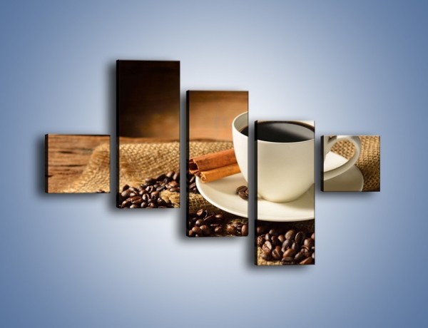 Obraz na płótnie – Kawa w białej filiżance – pięcioczęściowy JN406W3