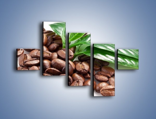 Obraz na płótnie – Kawa wśród zieleni – pięcioczęściowy JN418W3